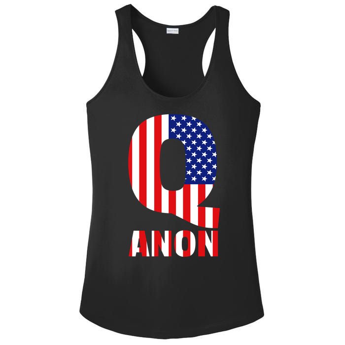 Q Anon Patriotic USA Flag Ladies PosiCharge Competitor Racerback Tank