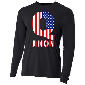 Q Anon Patriotic USA Flag Cooling Performance Long Sleeve Crew