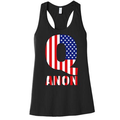 Q Anon Patriotic USA Flag Women's Racerback Tank