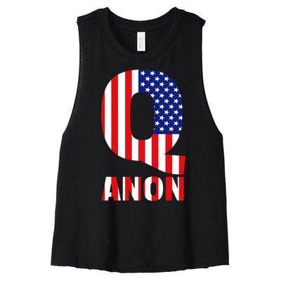 Q Anon Patriotic USA Flag Women's Racerback Cropped Tank