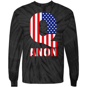 Q Anon Patriotic USA Flag Tie-Dye Long Sleeve Shirt