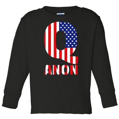 Q Anon Patriotic USA Flag Toddler Long Sleeve Shirt