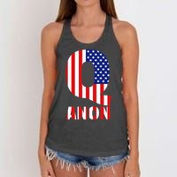 Q Anon Patriotic USA Flag Women's Knotted Racerback Tank