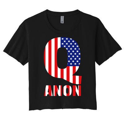 Q Anon Patriotic USA Flag Women's Crop Top Tee