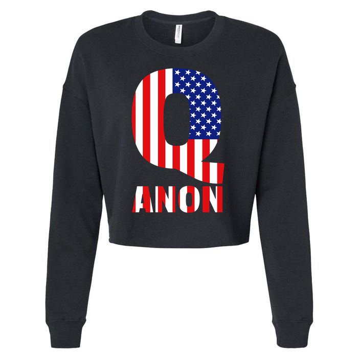 Q Anon Patriotic USA Flag Cropped Pullover Crew