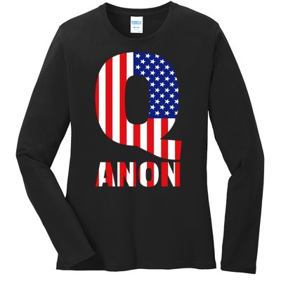 Q Anon Patriotic USA Flag Ladies Long Sleeve Shirt