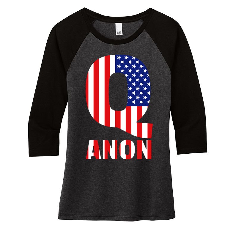 Q Anon Patriotic USA Flag Women's Tri-Blend 3/4-Sleeve Raglan Shirt