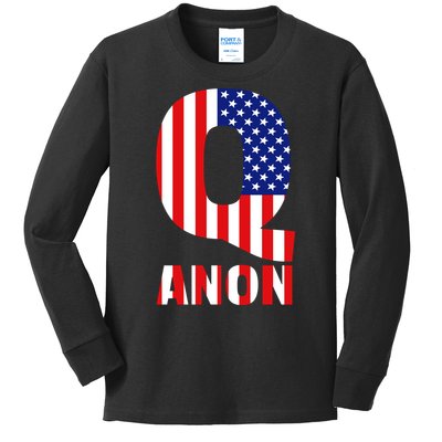 Q Anon Patriotic USA Flag Kids Long Sleeve Shirt