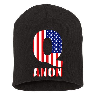 Q Anon Patriotic USA Flag Short Acrylic Beanie