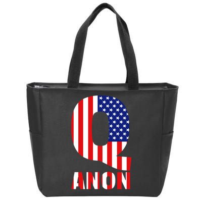 Q Anon Patriotic USA Flag Zip Tote Bag