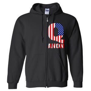 Q Anon Patriotic USA Flag Full Zip Hoodie