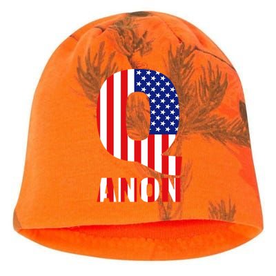 Q Anon Patriotic USA Flag Kati - Camo Knit Beanie