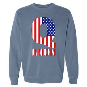 Q Anon Patriotic USA Flag Garment-Dyed Sweatshirt