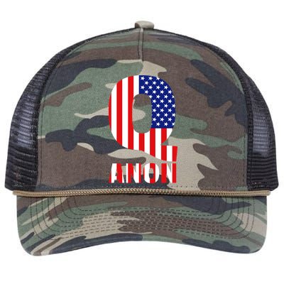 Q Anon Patriotic USA Flag Retro Rope Trucker Hat Cap