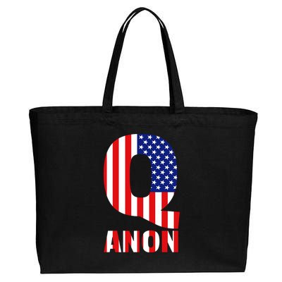 Q Anon Patriotic USA Flag Cotton Canvas Jumbo Tote