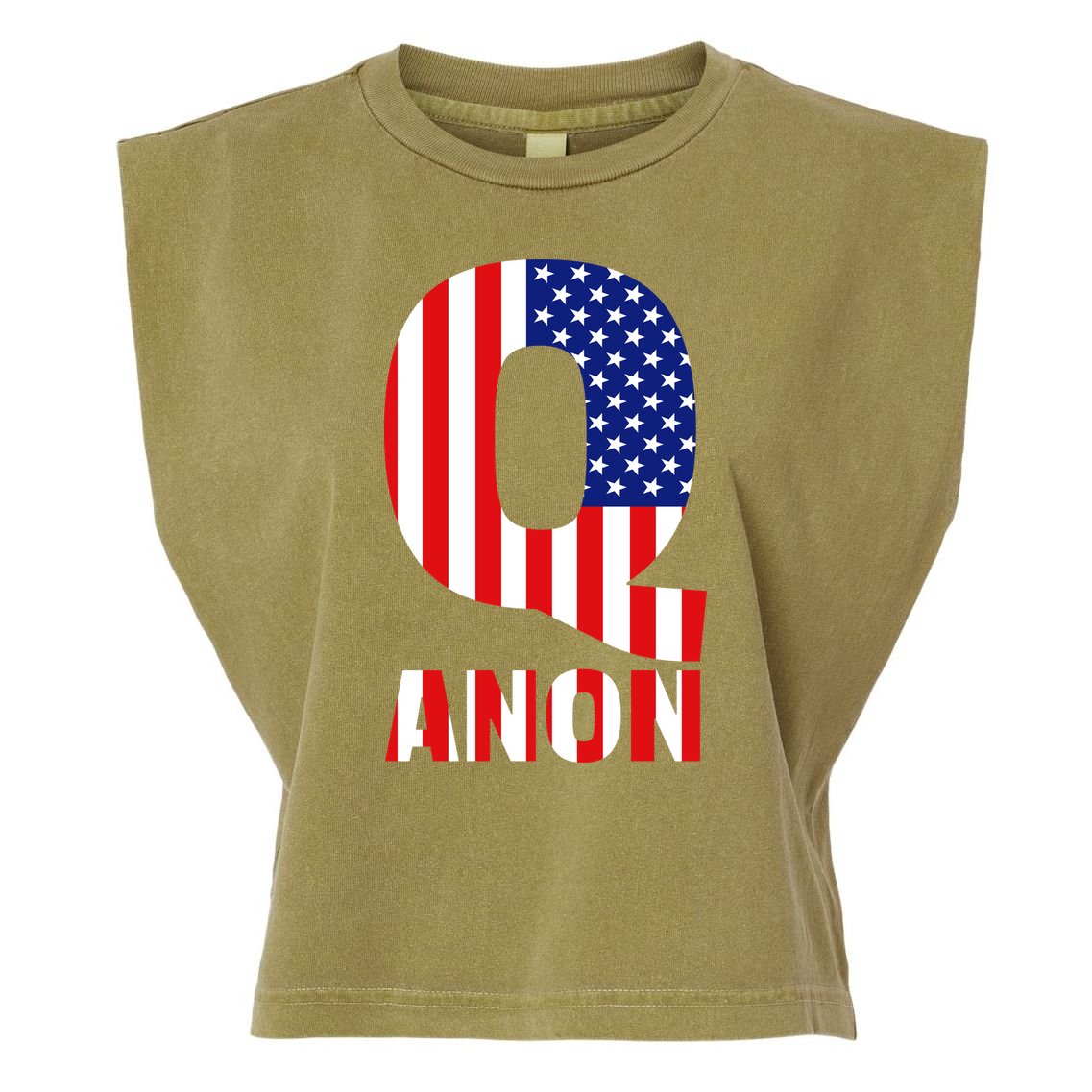 Q Anon Patriotic USA Flag Garment-Dyed Women's Muscle Tee