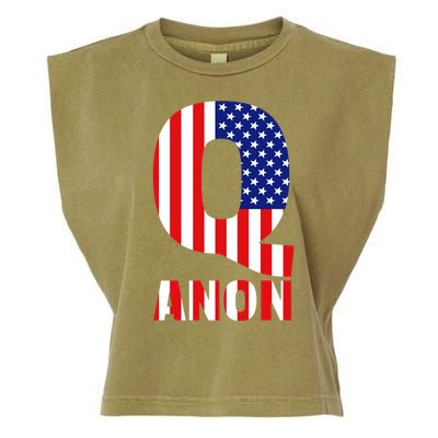 Q Anon Patriotic USA Flag Garment-Dyed Women's Muscle Tee