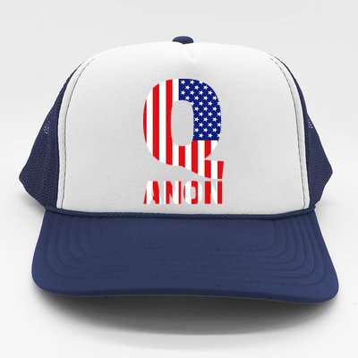 Q Anon Patriotic USA Flag Trucker Hat