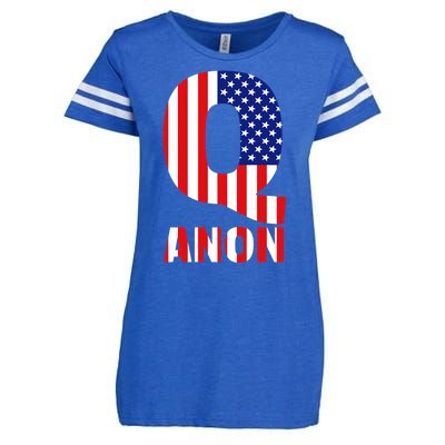 Q Anon Patriotic USA Flag Enza Ladies Jersey Football T-Shirt