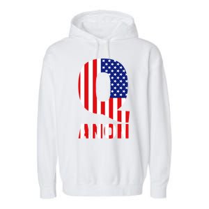 Q Anon Patriotic USA Flag Garment-Dyed Fleece Hoodie