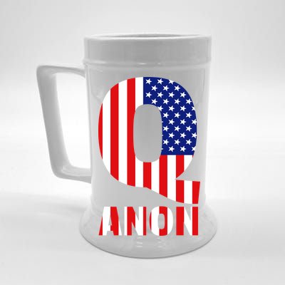 Q Anon Patriotic USA Flag Beer Stein