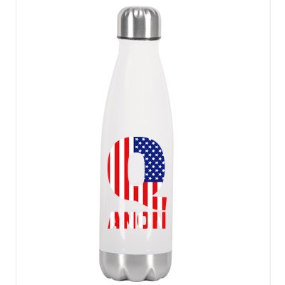 Q Anon Patriotic USA Flag Stainless Steel Insulated Water Bottle