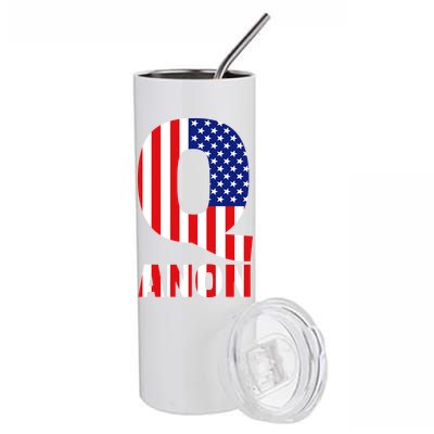 Q Anon Patriotic USA Flag Stainless Steel Tumbler