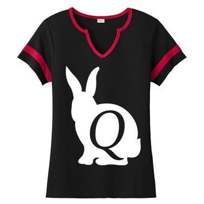 Q-anon Rabbit Logo Ladies Halftime Notch Neck Tee