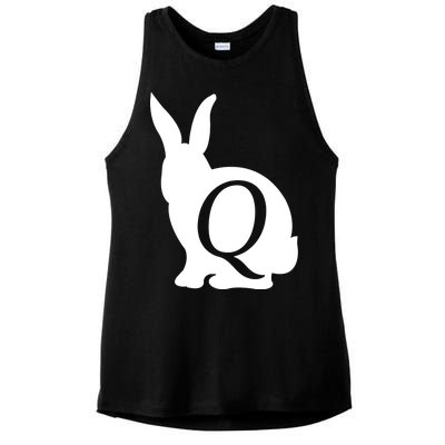 Q-anon Rabbit Logo Ladies PosiCharge Tri-Blend Wicking Tank