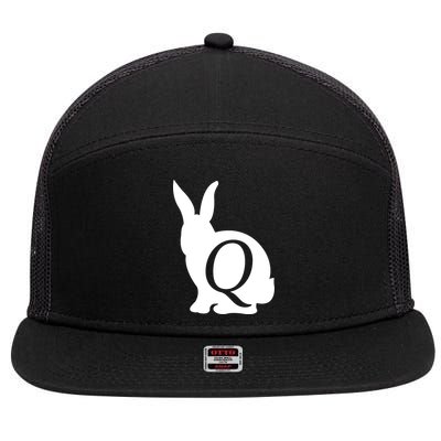 Q-anon Rabbit Logo 7 Panel Mesh Trucker Snapback Hat