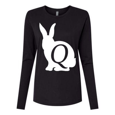 Q-anon Rabbit Logo Womens Cotton Relaxed Long Sleeve T-Shirt