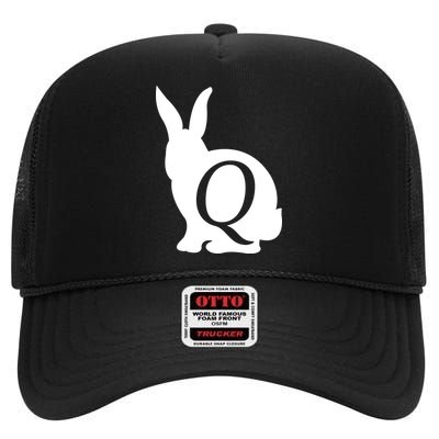 Q-anon Rabbit Logo High Crown Mesh Back Trucker Hat