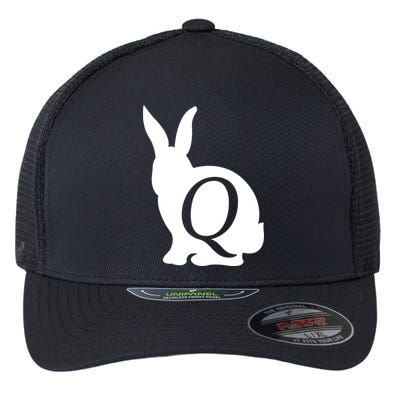 Q-anon Rabbit Logo Flexfit Unipanel Trucker Cap