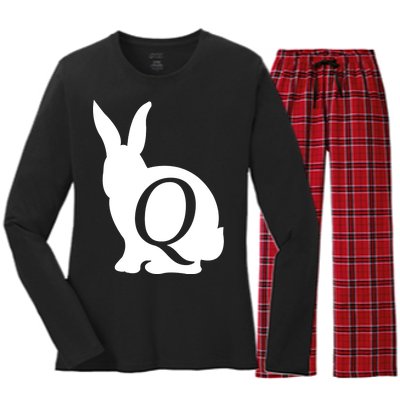 Q-anon Rabbit Logo Women's Long Sleeve Flannel Pajama Set 