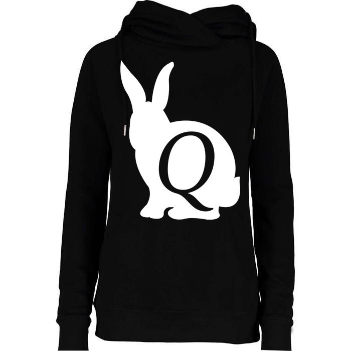 Q-anon Rabbit Logo Womens Funnel Neck Pullover Hood