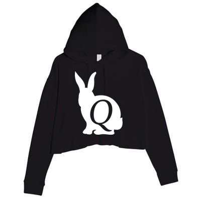 Q-anon Rabbit Logo Crop Fleece Hoodie