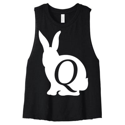 Q-anon Rabbit Logo Women's Racerback Cropped Tank