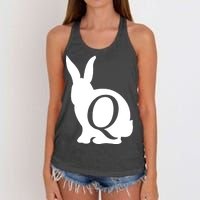 Q-anon Rabbit Logo Women's Knotted Racerback Tank