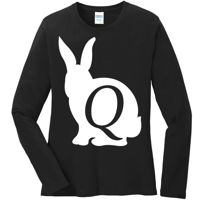 Q-anon Rabbit Logo Ladies Long Sleeve Shirt