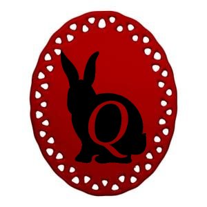 Q-anon Rabbit Logo Ceramic Oval Ornament