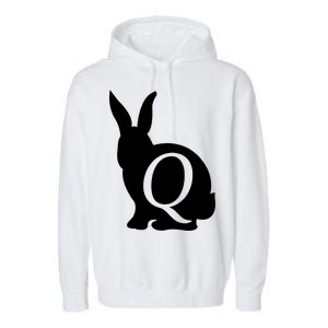 Q-anon Rabbit Logo Garment-Dyed Fleece Hoodie