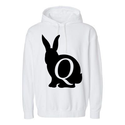 Q-anon Rabbit Logo Garment-Dyed Fleece Hoodie