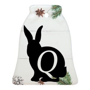 Q-anon Rabbit Logo Ceramic Bell Ornament