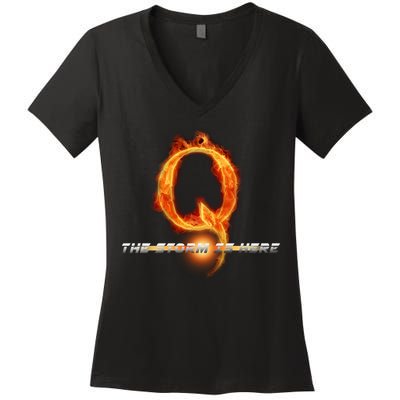 Q-Anon The Storm Is Here Women's V-Neck T-Shirt