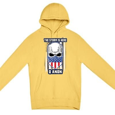 Q-Anon The Storm Is Here Skull Flag Premium Pullover Hoodie