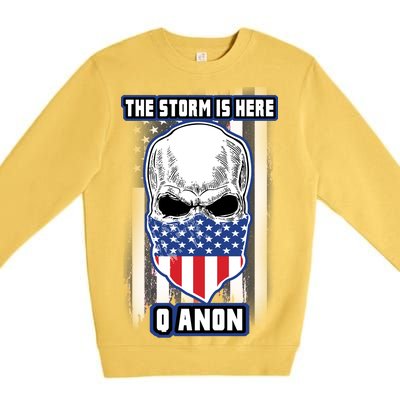 Q-Anon The Storm Is Here Skull Flag Premium Crewneck Sweatshirt