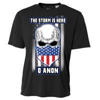 Q-Anon The Storm Is Here Skull Flag Cooling Performance Crew T-Shirt