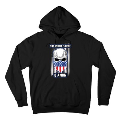 Q-Anon The Storm Is Here Skull Flag Hoodie