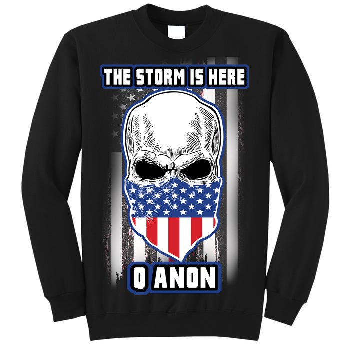 Q-Anon The Storm Is Here Skull Flag Sweatshirt