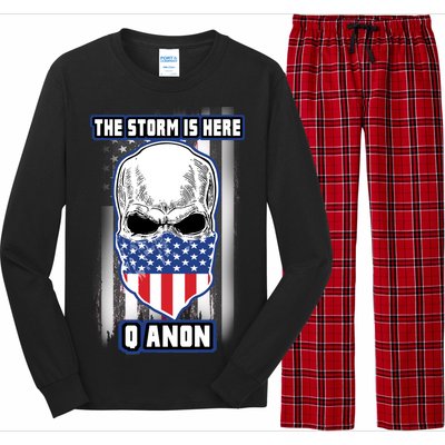 Q-Anon The Storm Is Here Skull Flag Long Sleeve Pajama Set